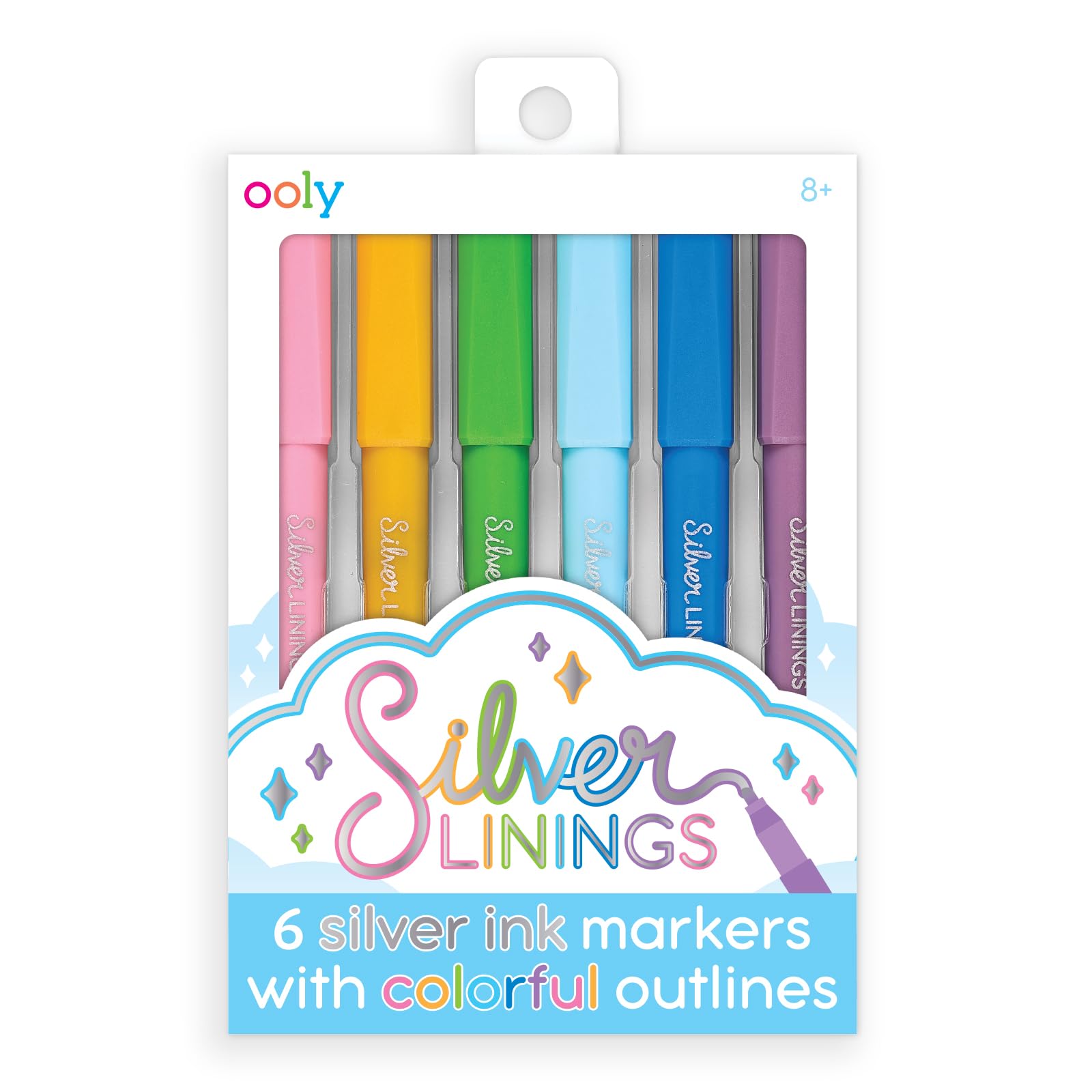 Amazon.com: Ooly Silver Markers Colorful Outlines Set of 6